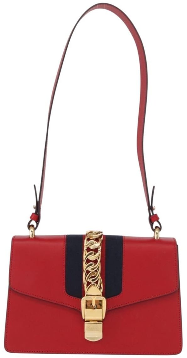 Gucci Gucci Sylvie Shoulder Bag Leather Small Rood