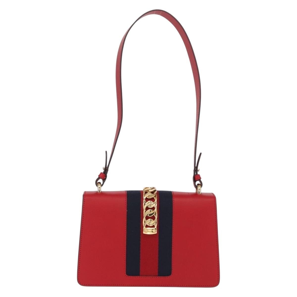 Gucci Gucci Sylvie Shoulder Bag Leather Small Rood