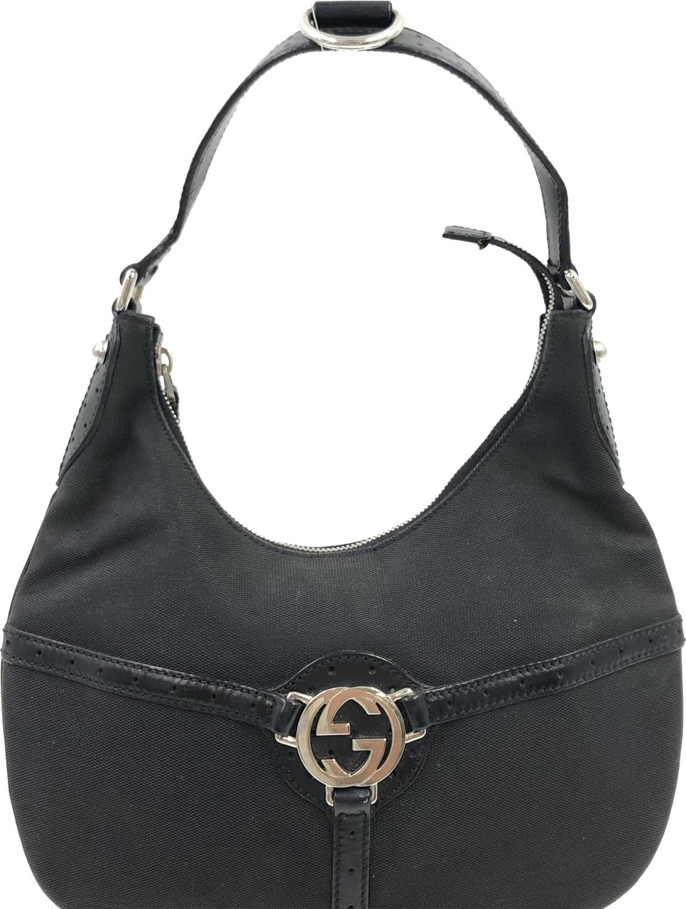 Gucci Reins Web Hobo Canvas Medium Zwart