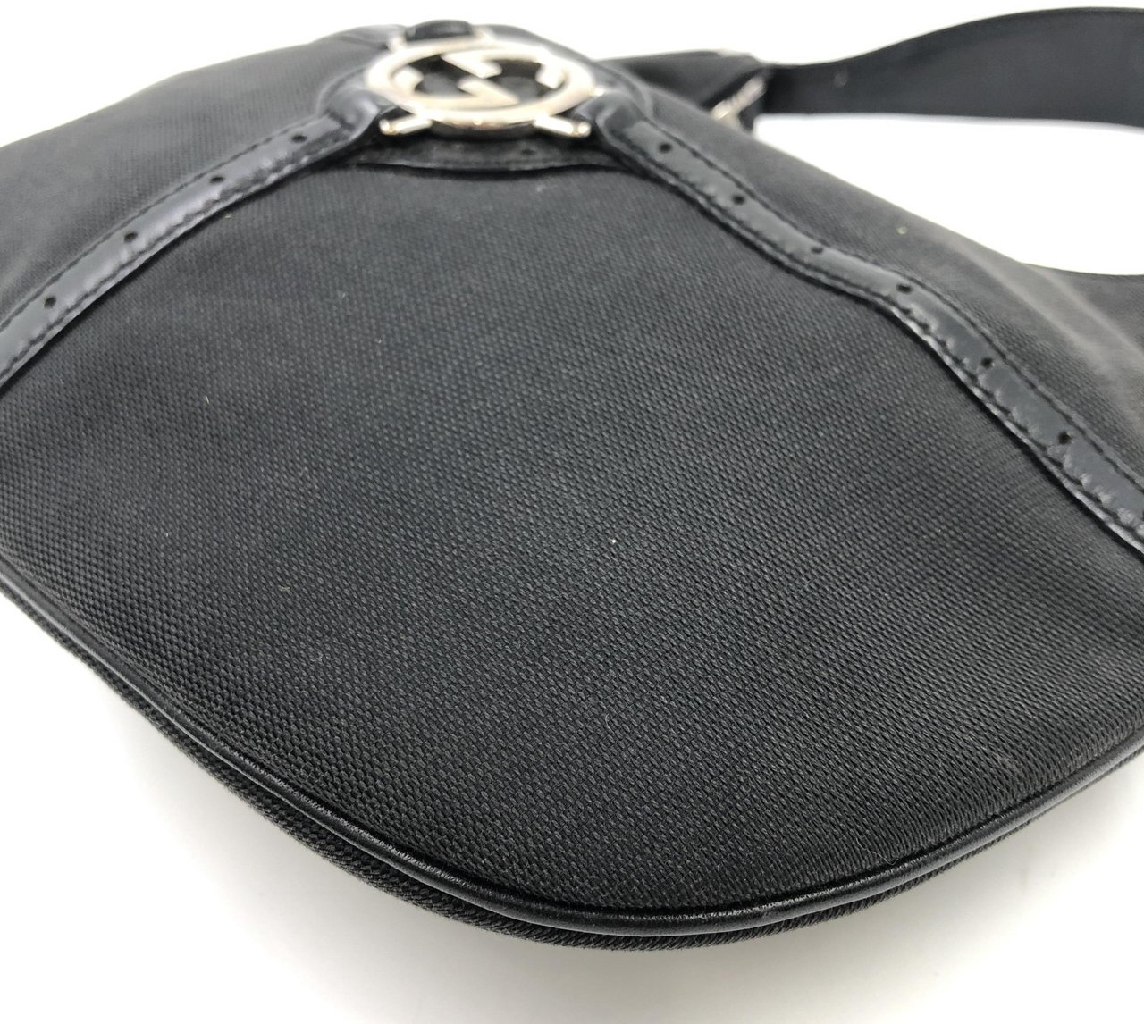 Gucci Reins Web Hobo Canvas Medium Zwart