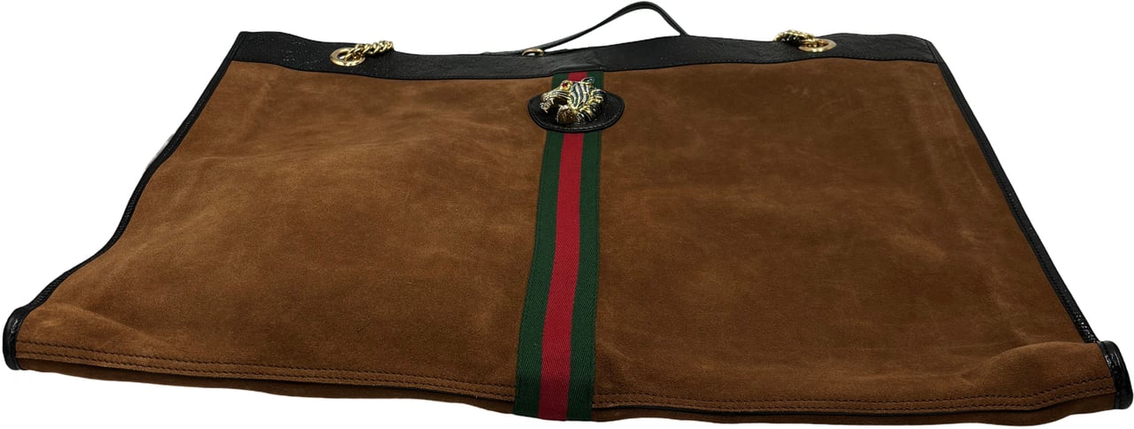 Gucci Rajah Chain Tote Suede XL Bruin