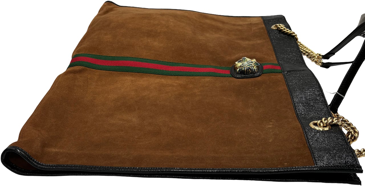 Gucci Rajah Chain Tote Suede XL Bruin