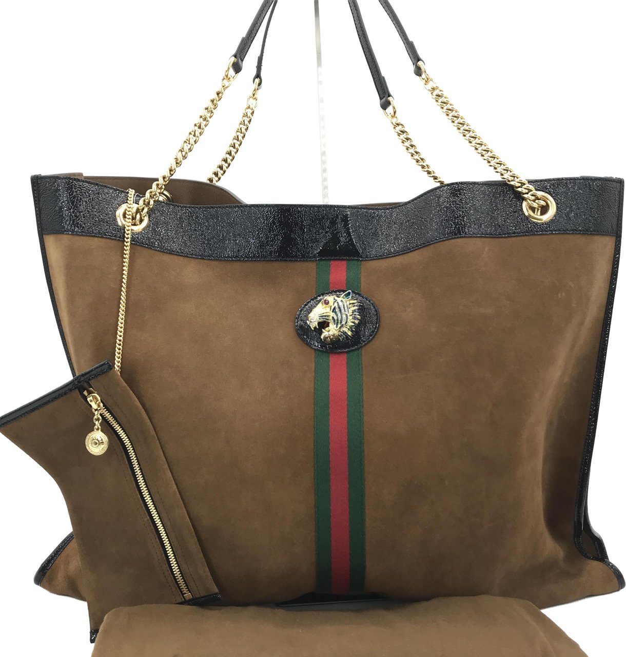 Gucci Rajah Chain Tote Suede XL Bruin