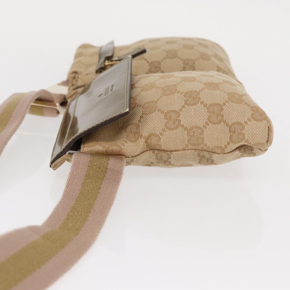 Gucci Gucci Vintage Double Belt Bag GG Coated Canvas with Leather Beige