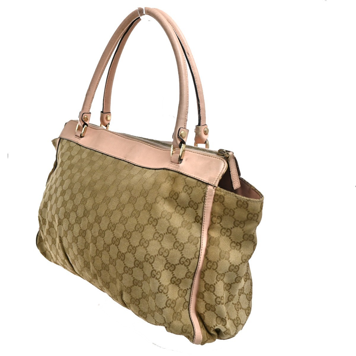 Gucci Gucci D-Ring Shoulder Bag GG Canvas Medium Bruin