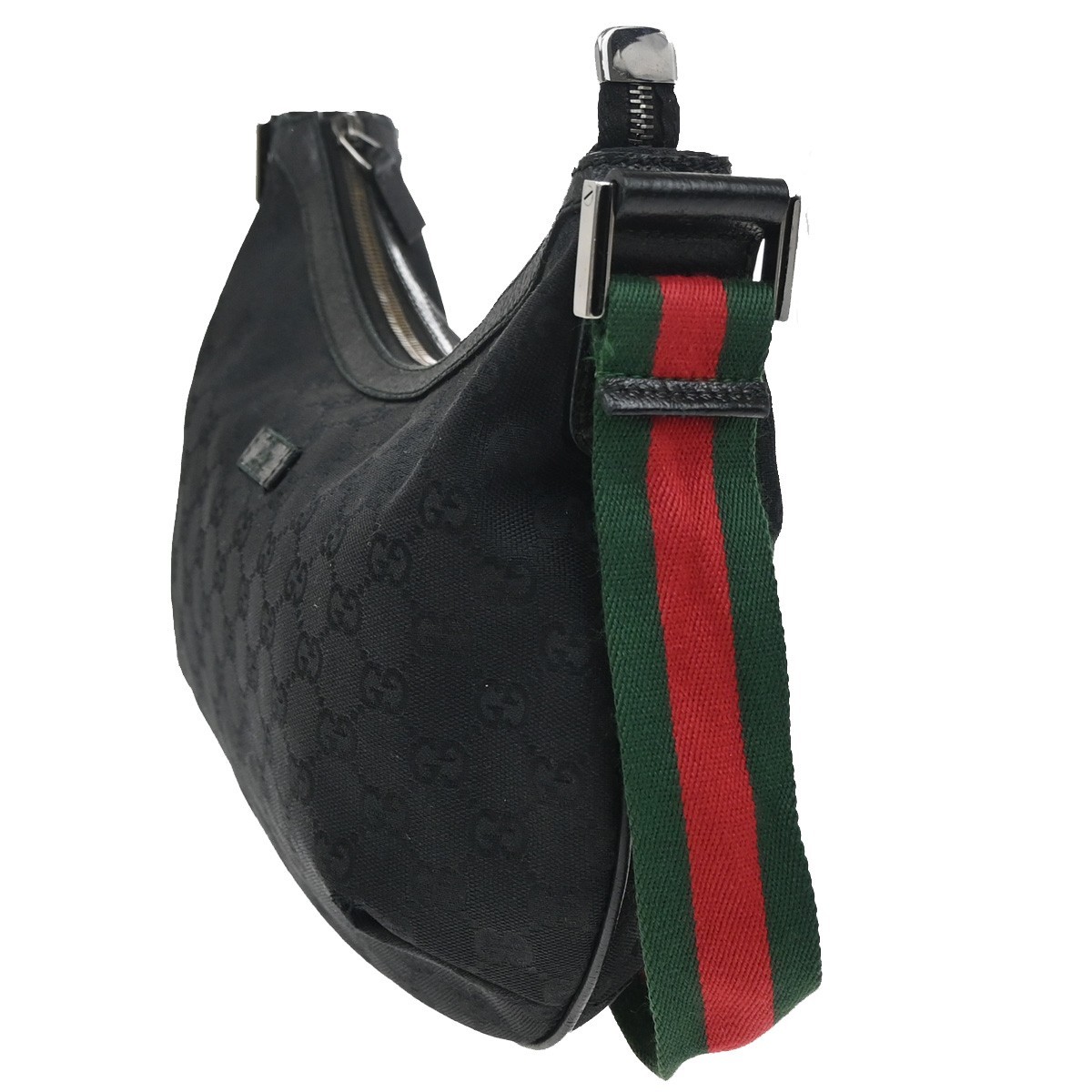 Gucci Gucci Half Moon Hobo Messenger GG Canvas Zwart