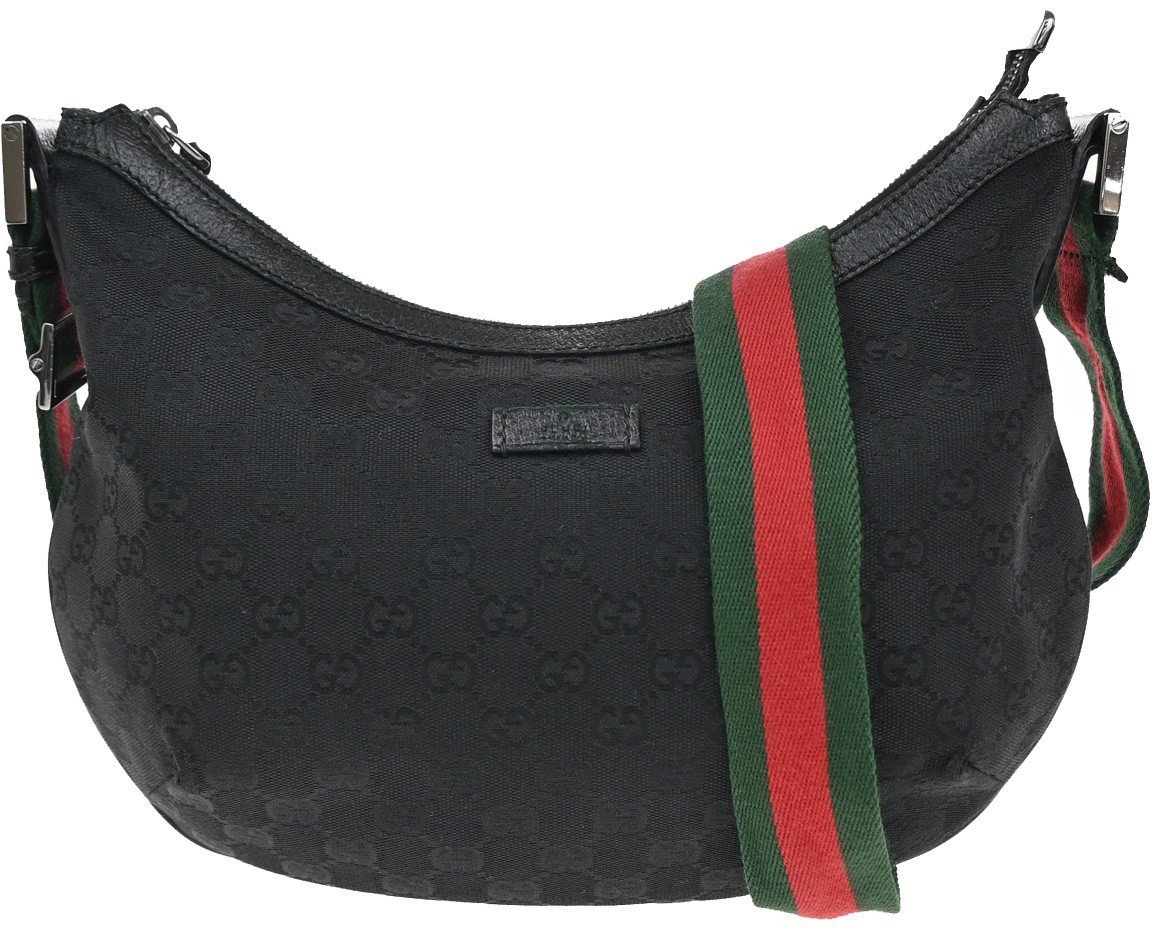 Gucci Gucci Half Moon Hobo Messenger GG Canvas Zwart