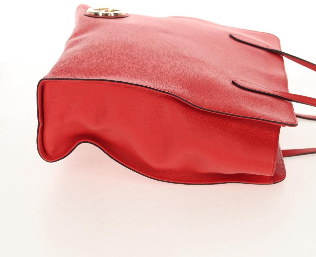 Gucci Gucci Grand Prix Interlocking GG Tote Grainy Leather Large Rood