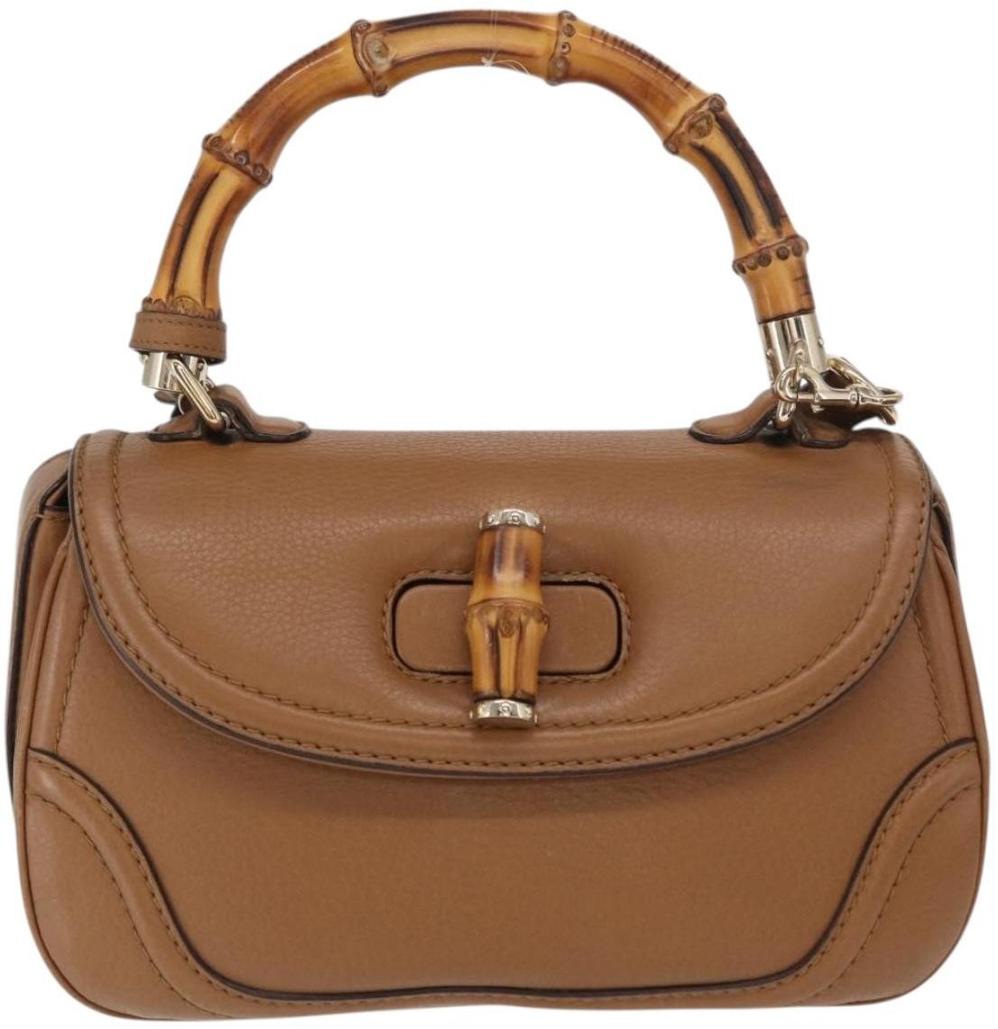 Gucci Gucci New Bamboo 1921 Top Handle Bag Leather Medium Bruin