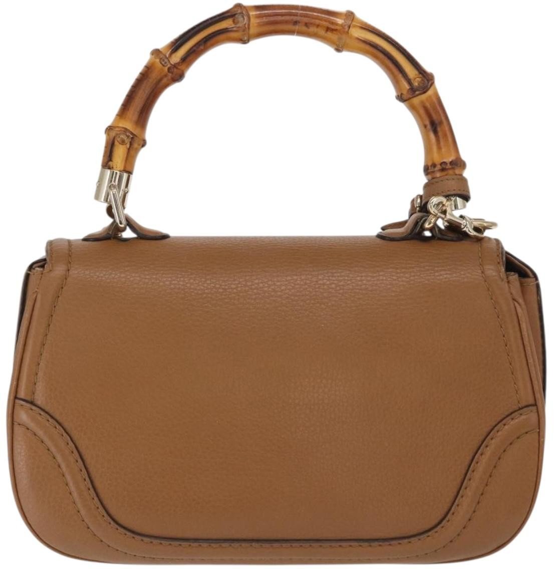 Gucci Gucci New Bamboo 1921 Top Handle Bag Leather Medium Bruin