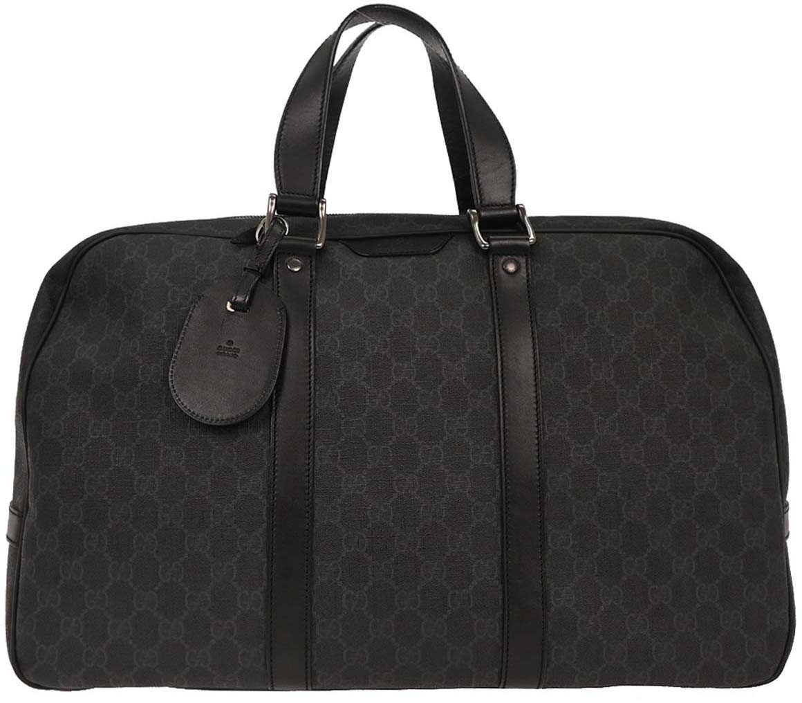 Gucci Gucci Vintage Duffle Bag GG Coated Canvas Large Zwart