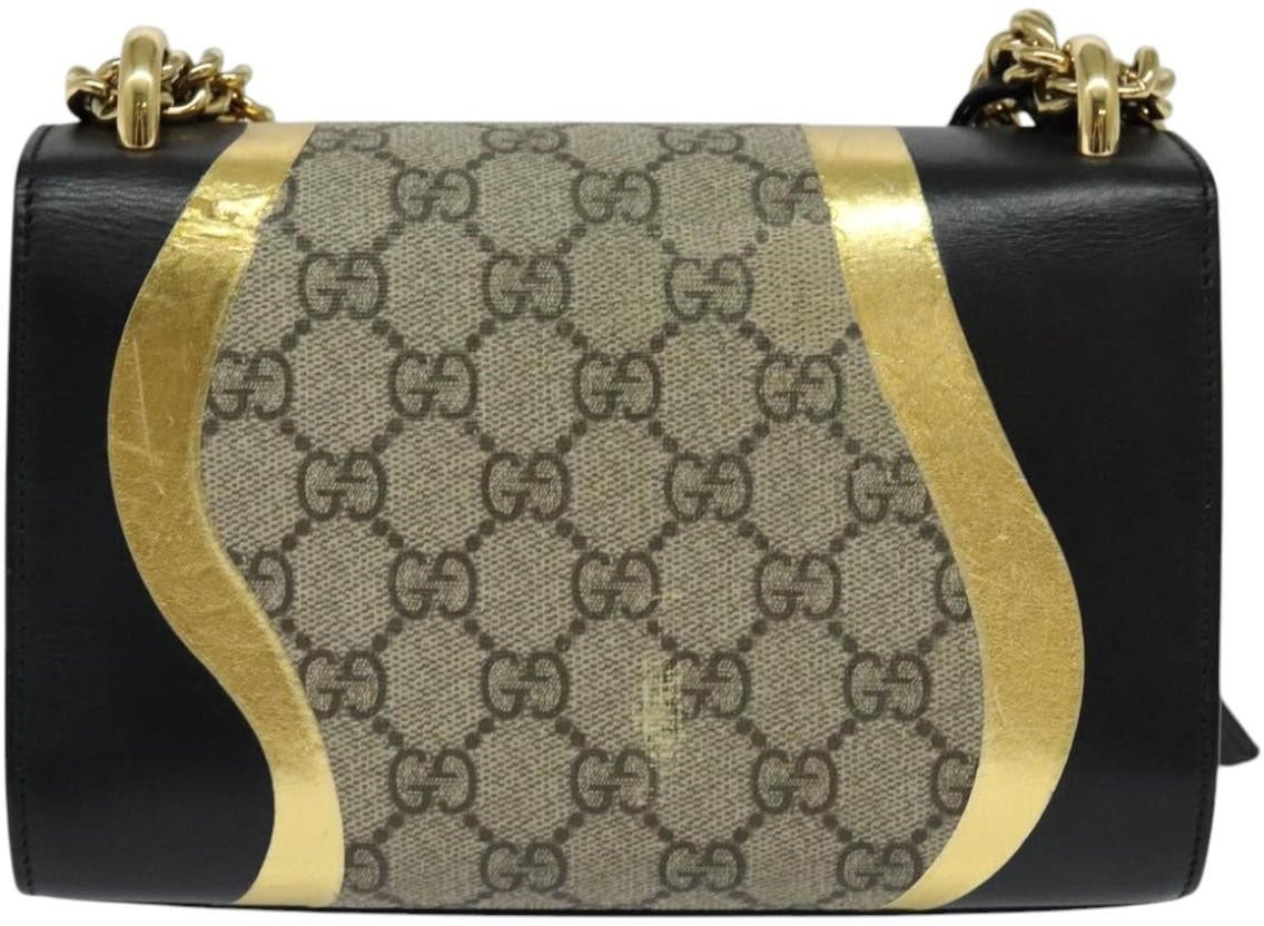 Gucci Gucci Padlock Shoulder Bag GG Coated Canvas and Leather Small Beige