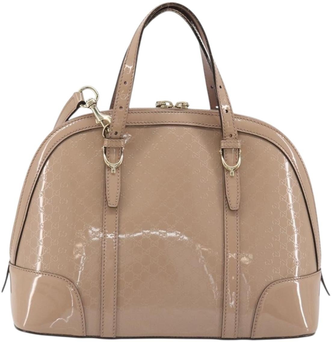 Gucci Nice Top Handle Microguccissima Patent Medium Beige