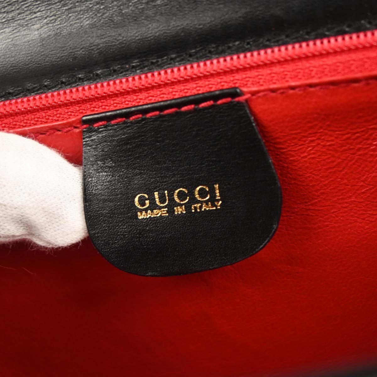 Gucci Gucci Vintage Bamboo Top Handle Bag Leather Medium Zwart