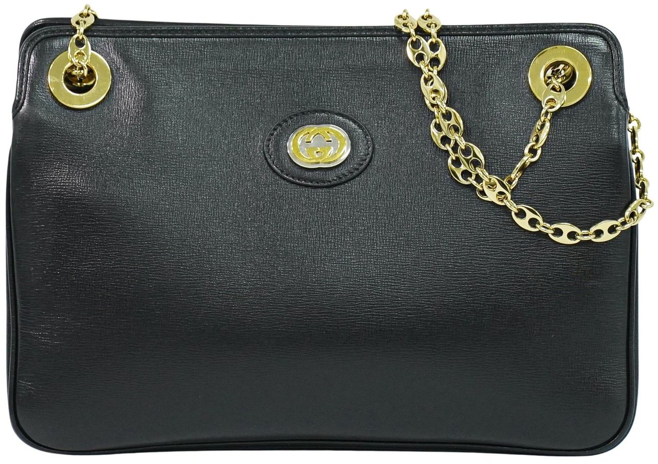 Gucci Gucci Marina Chain Shoulder Bag Leather Mini Zwart