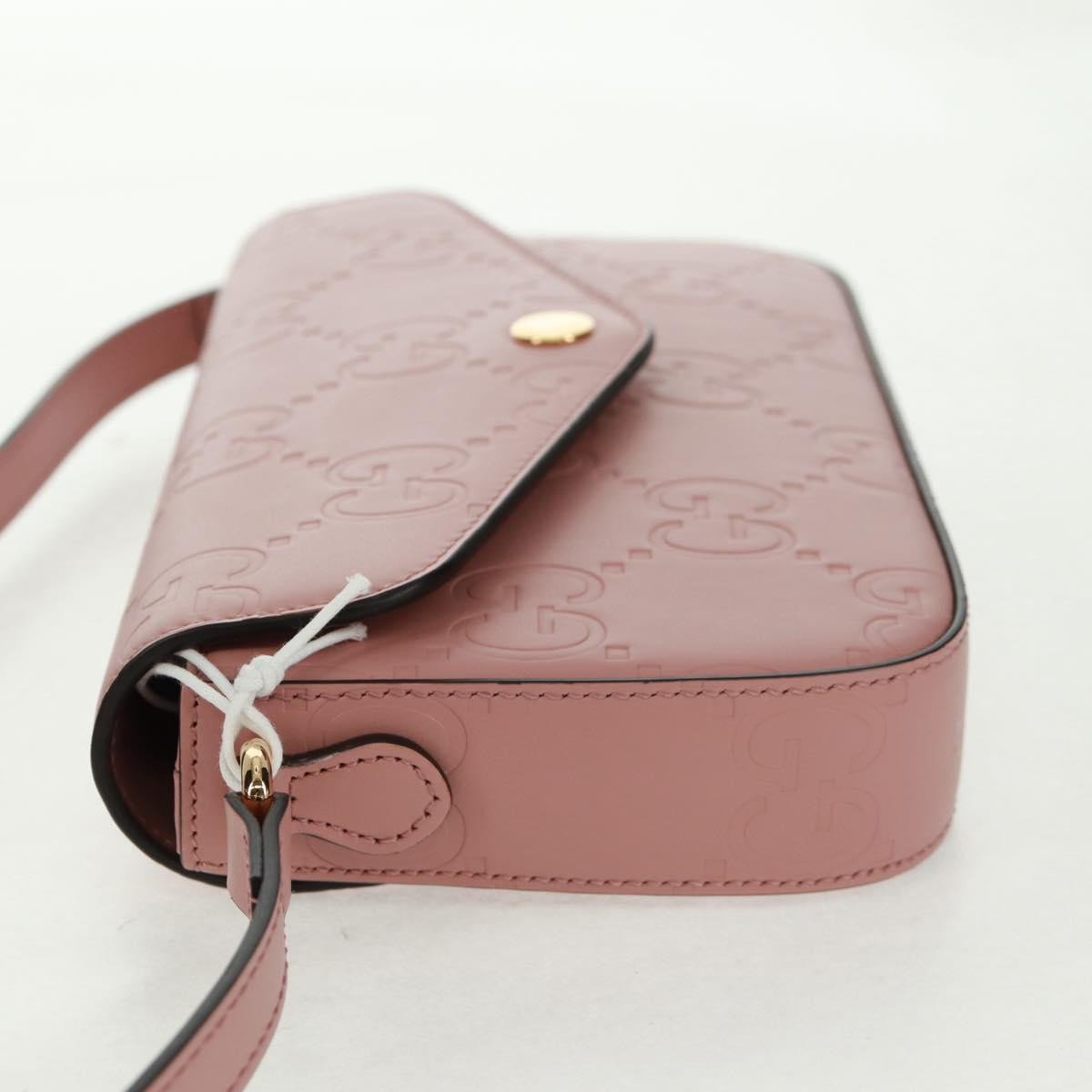 Gucci Gucci Envelope Flap Crossbody Bag Jumbo GG Embossed Leather Super Mini Roze