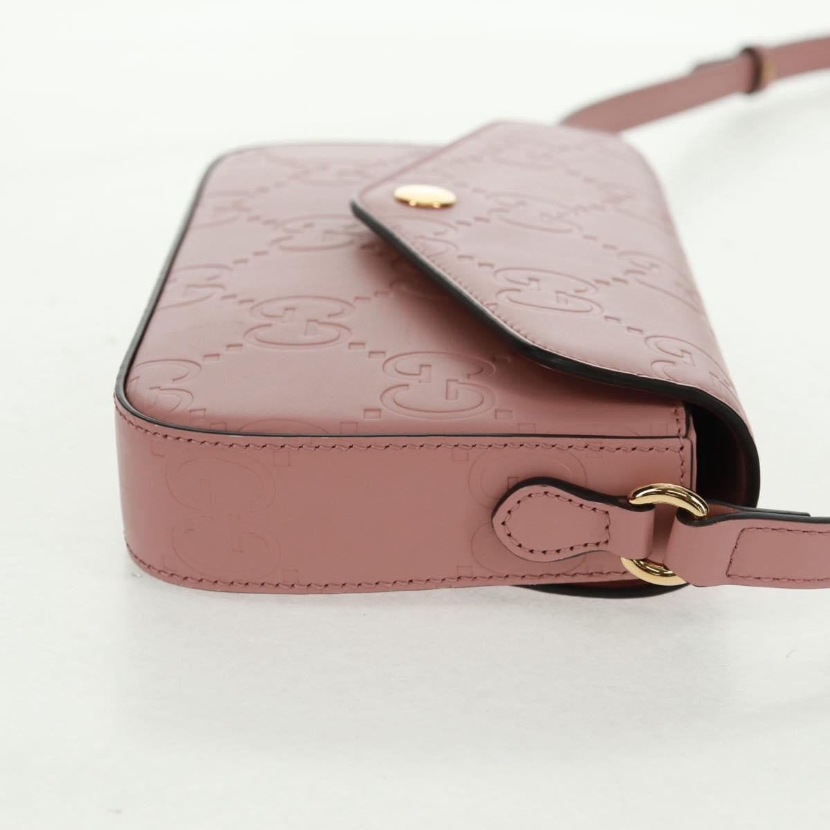 Gucci Gucci Envelope Flap Crossbody Bag Jumbo GG Embossed Leather Super Mini Roze