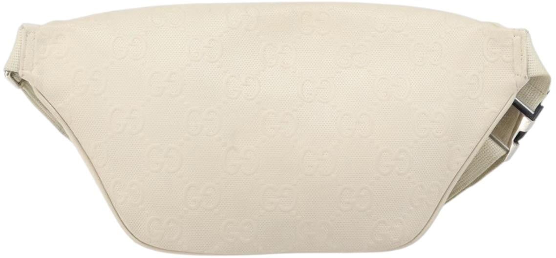 Gucci Gucci Front Pocket Belt Bag GG Embossed Perforated Leather Wit