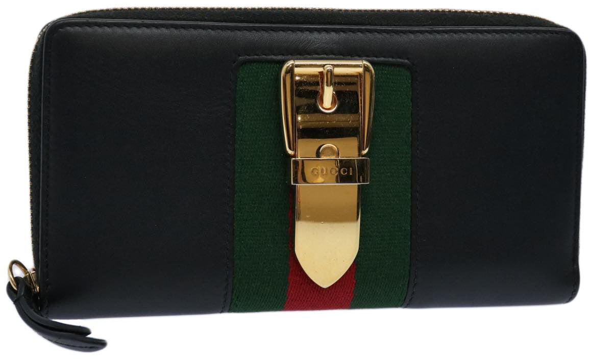 Gucci Gucci Sylvie Continental Wallet Leather Zwart