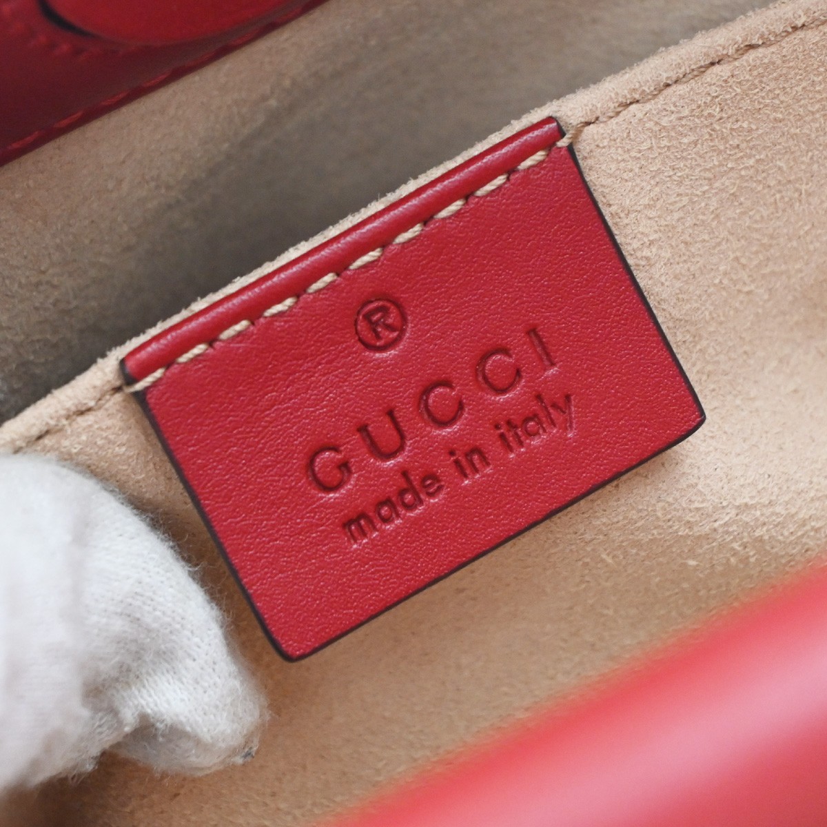 Gucci Gucci Nymphaea Top Handle Bag Leather Small Rood