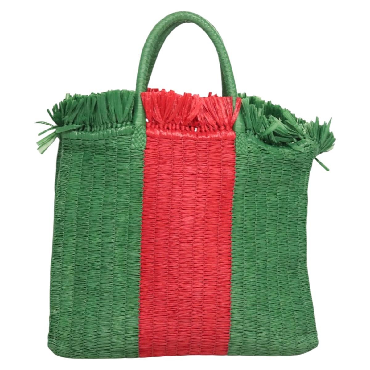 Gucci Gucci Cestino Tote Woven Raffia Groen