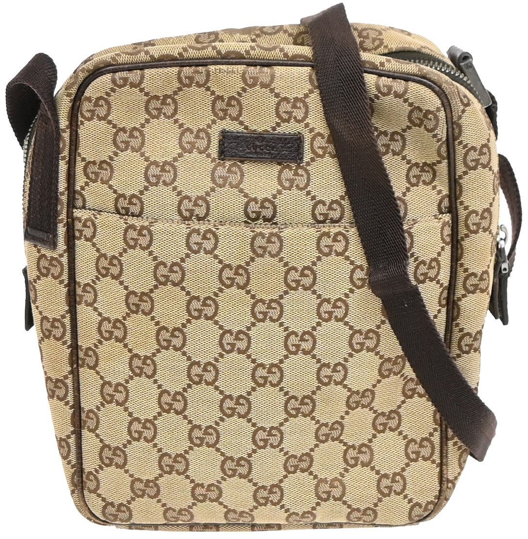 Gucci Gucci Vintage Front Pocket Flat Messenger GG Canvas Medium Beige