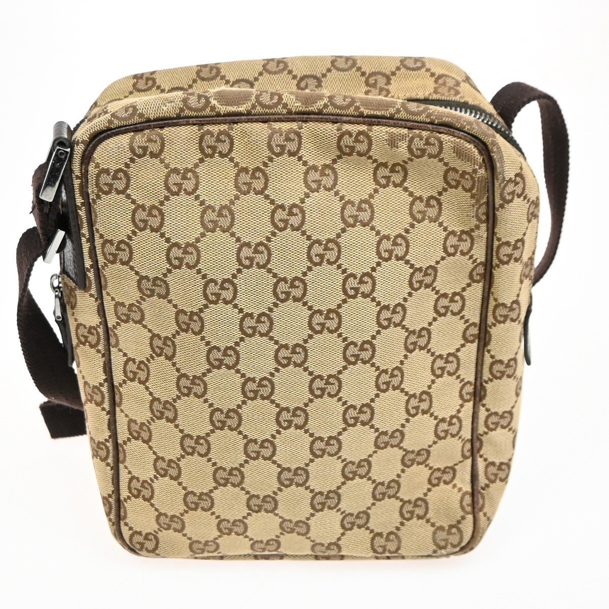 Gucci Gucci Vintage Front Pocket Flat Messenger GG Canvas Medium Beige