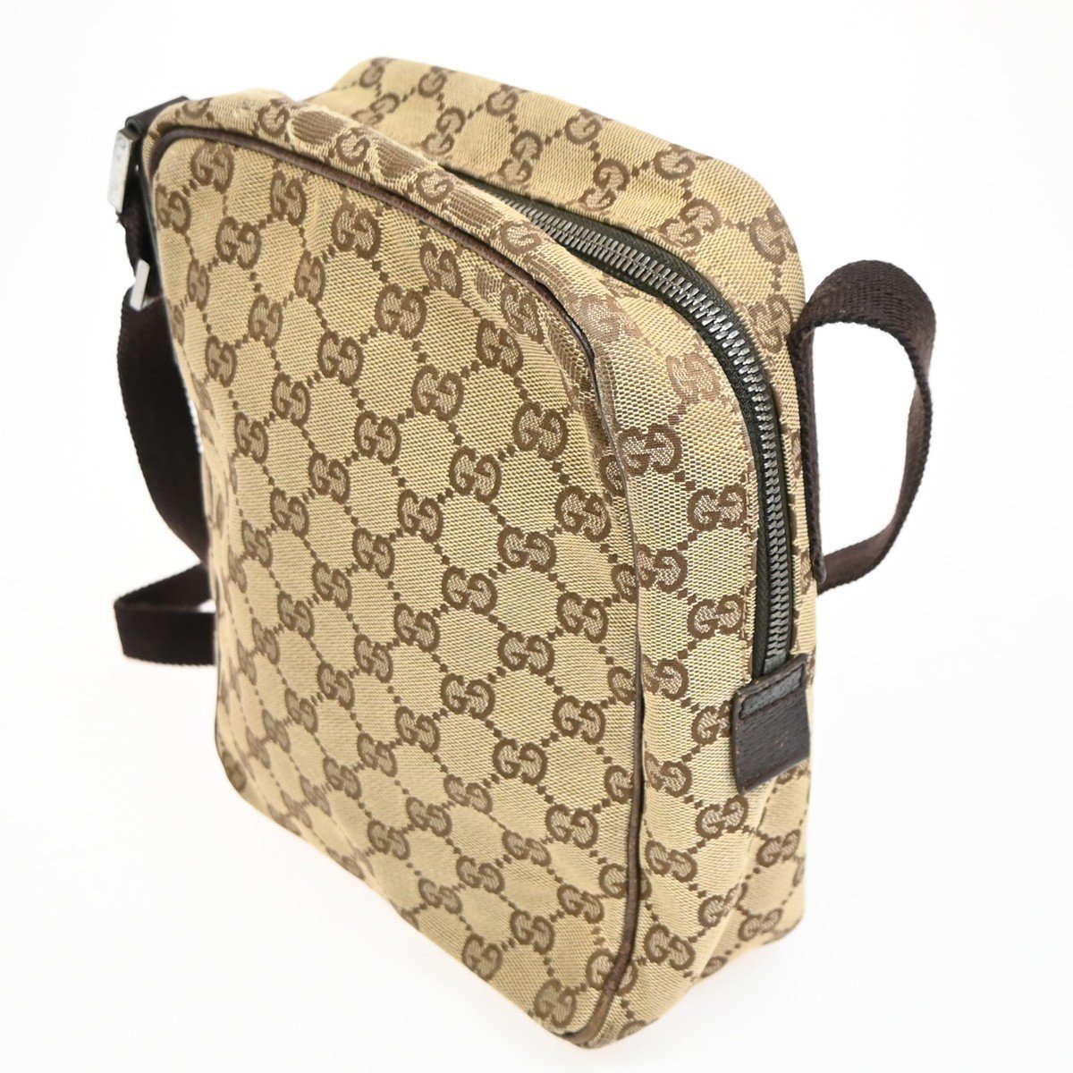 Gucci Gucci Vintage Front Pocket Flat Messenger GG Canvas Medium Beige