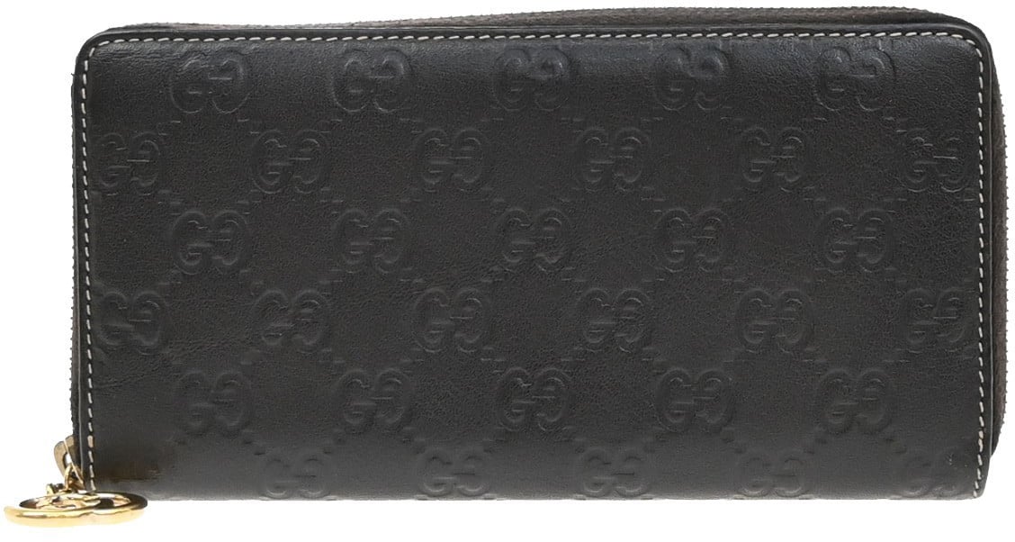 Gucci Gucci Icon Zip Around Wallet Guccissima Leather Bruin