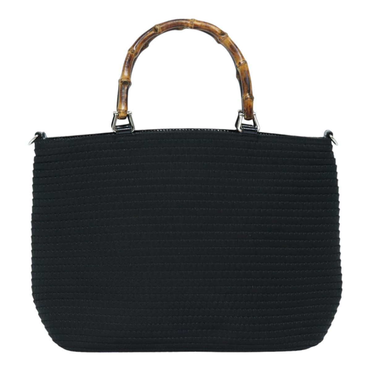 Gucci Gucci Vintage Bamboo Handle Tote Canvas Zwart