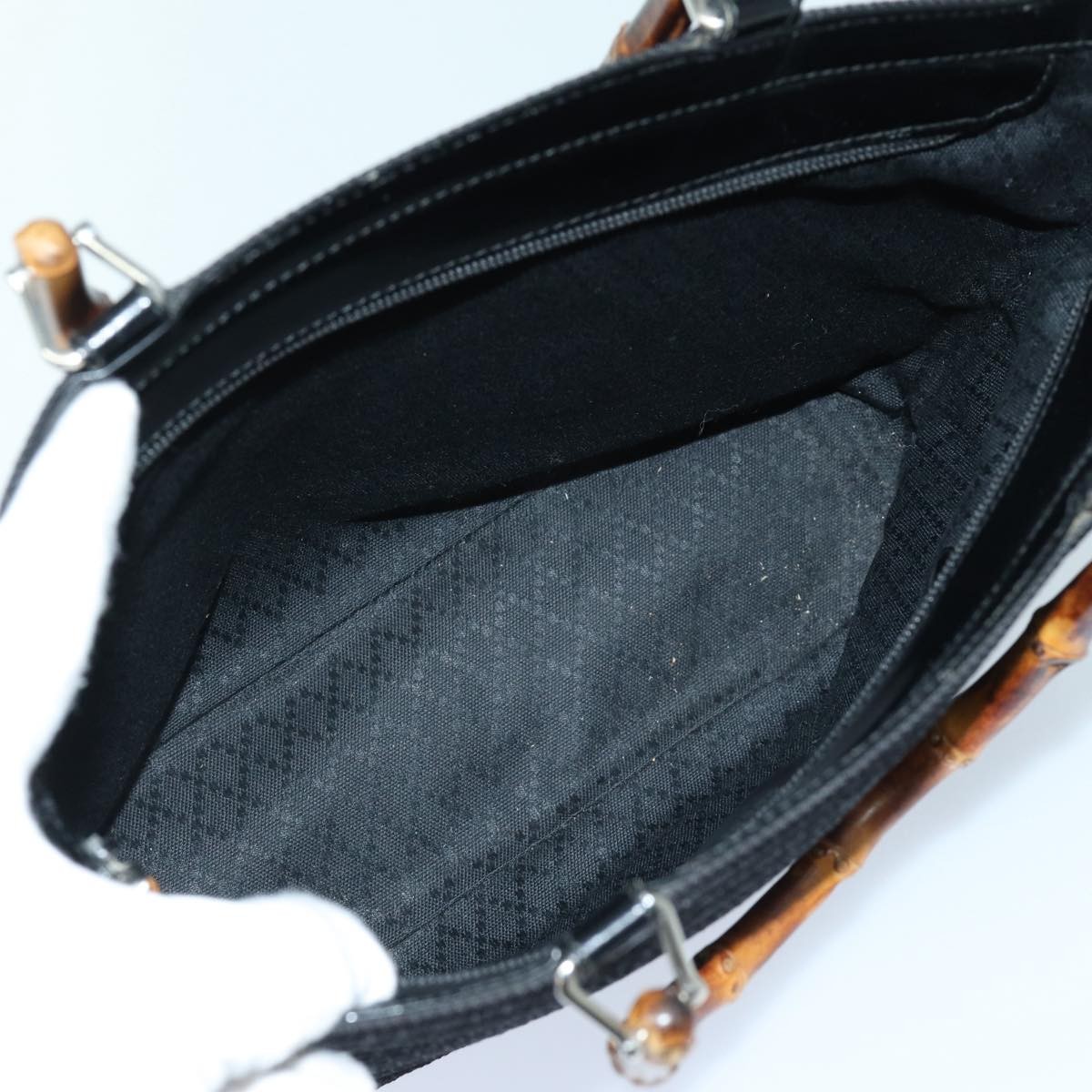 Gucci Gucci Vintage Bamboo Handle Tote Canvas Zwart