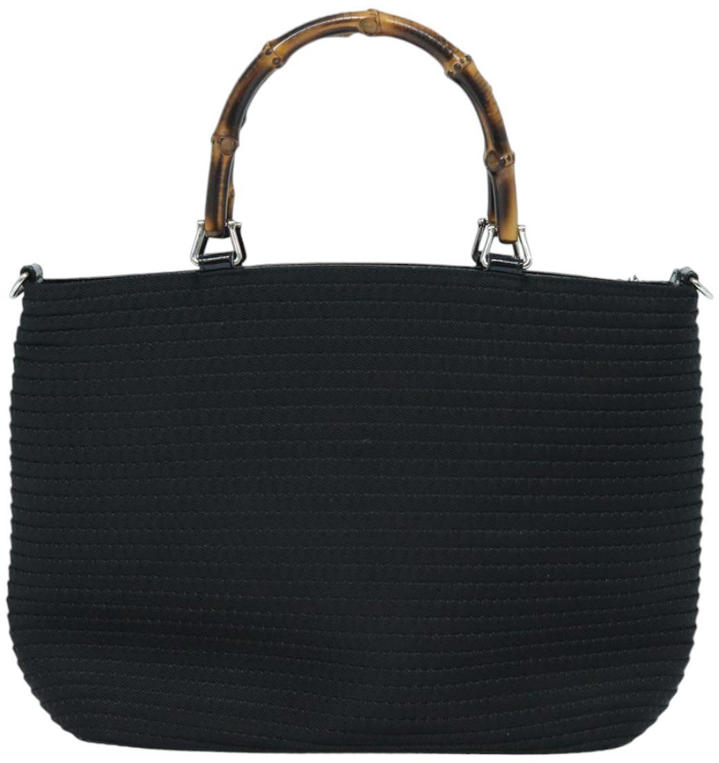 Gucci Gucci Vintage Bamboo Handle Tote Canvas Zwart