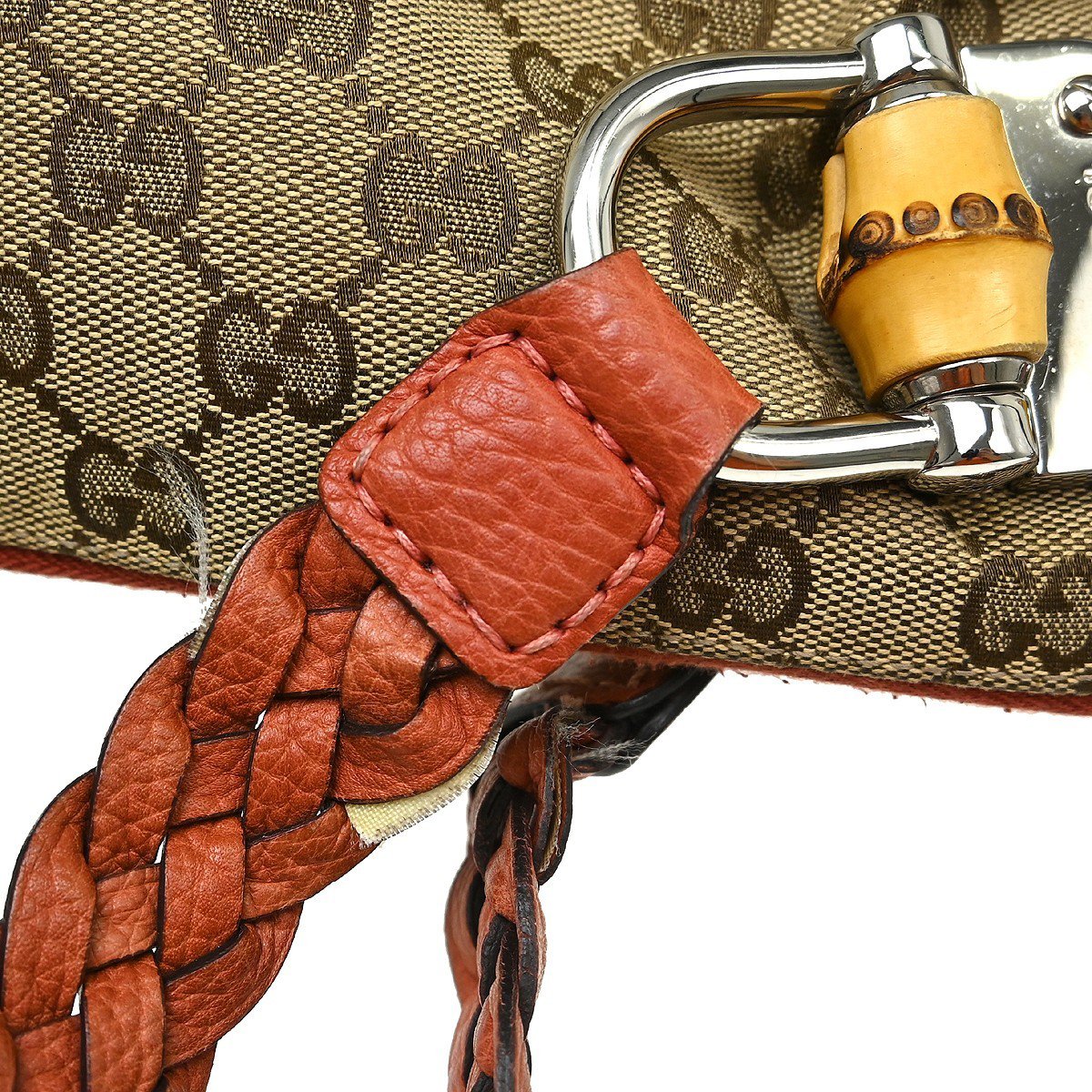 Gucci Bamboo Boston Horsebit Canvas with Leather Beige