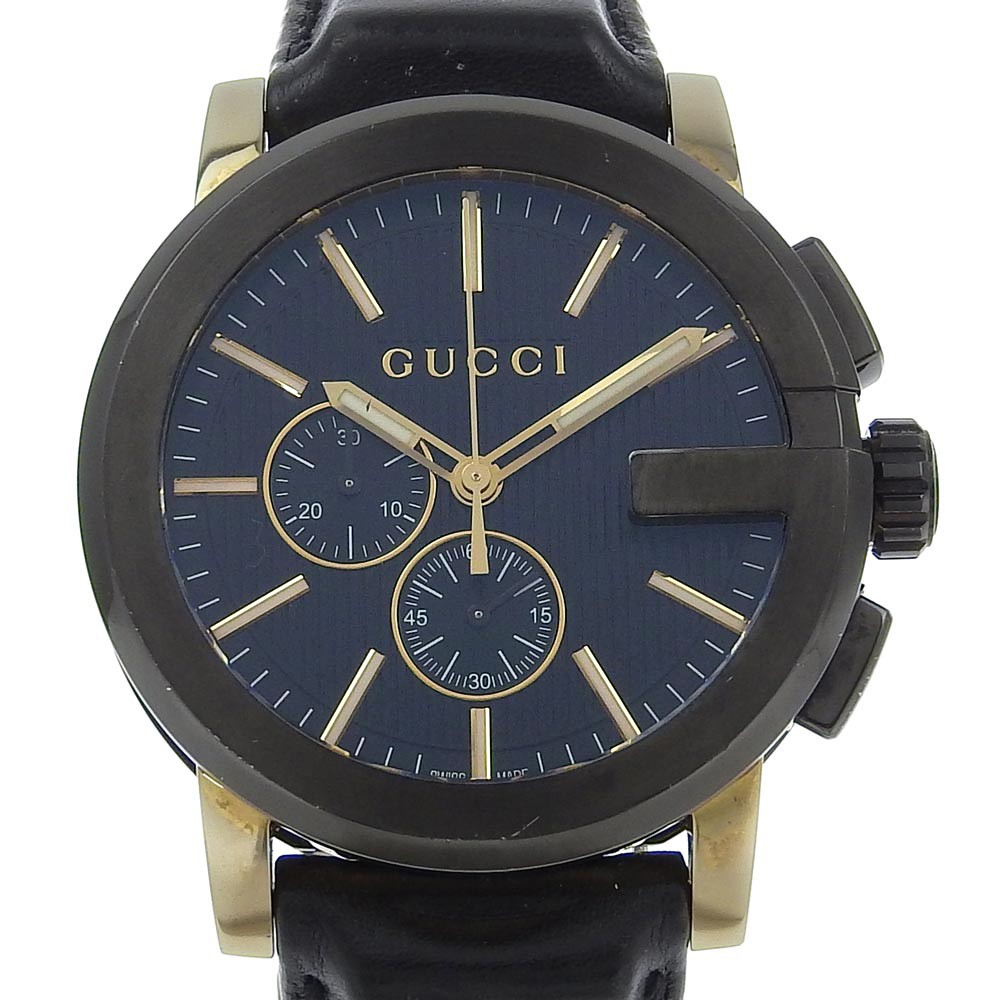 Gucci Gucci 101G Chronograph Quartz Watch Stainless Steel and Guccissima Leather with Diamond Markers 44 Divers