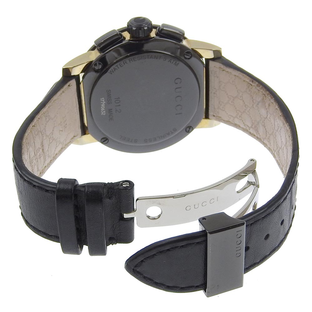 Gucci Gucci 101G Chronograph Quartz Watch Stainless Steel and Guccissima Leather with Diamond Markers 44 Divers