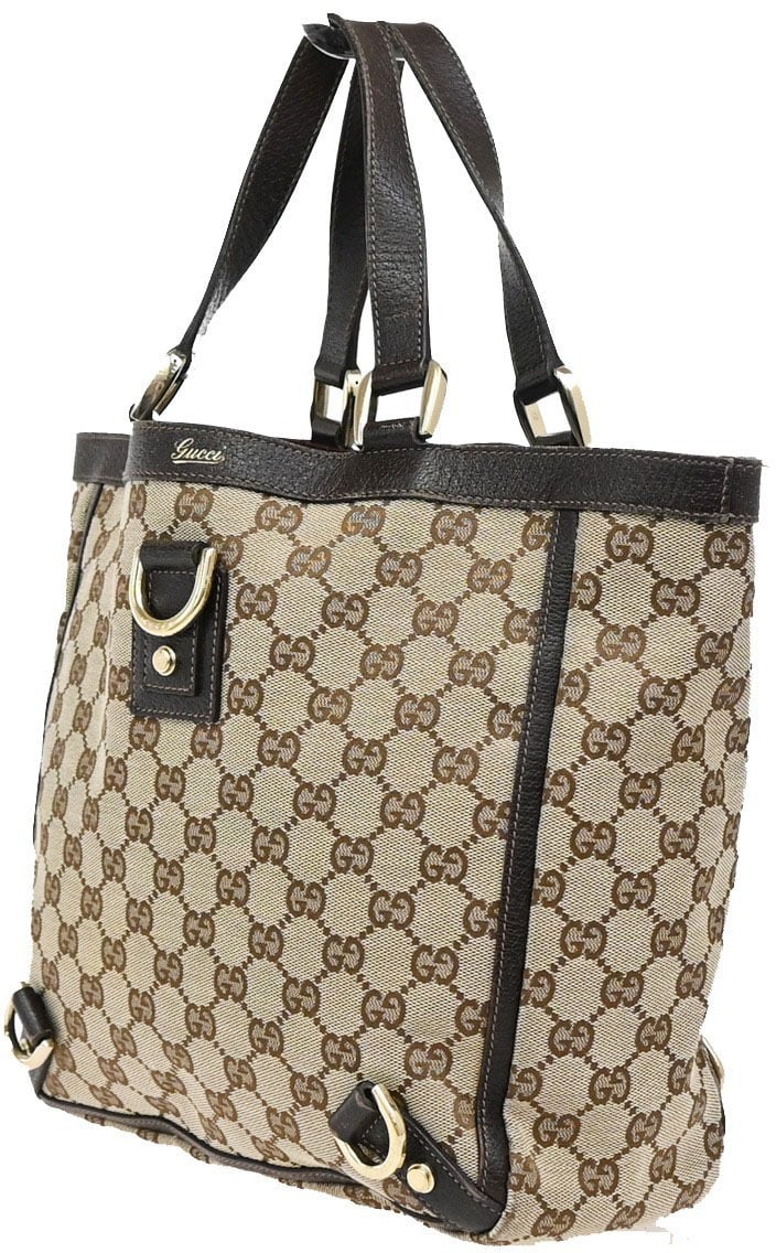 Gucci Gucci Abbey D-Ring Tote GG Canvas Small Bruin