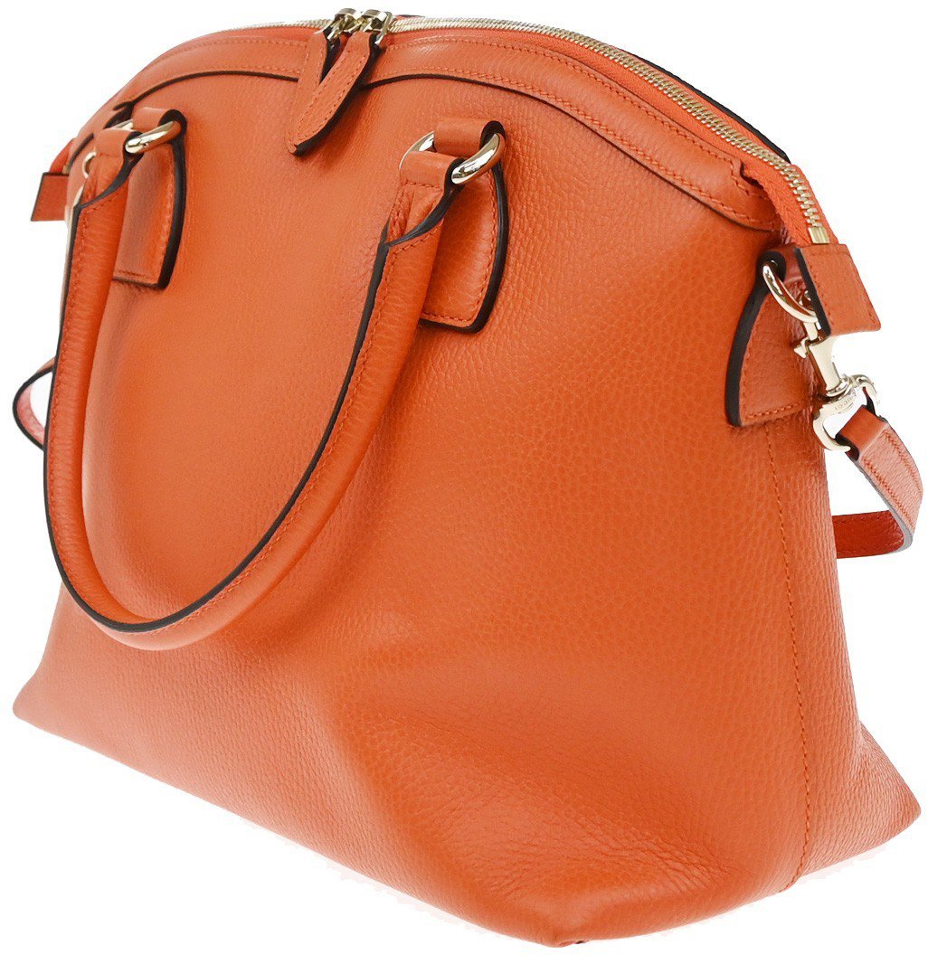 Gucci Gucci GG Charm Convertible Dome Satchel Leather Medium Oranje