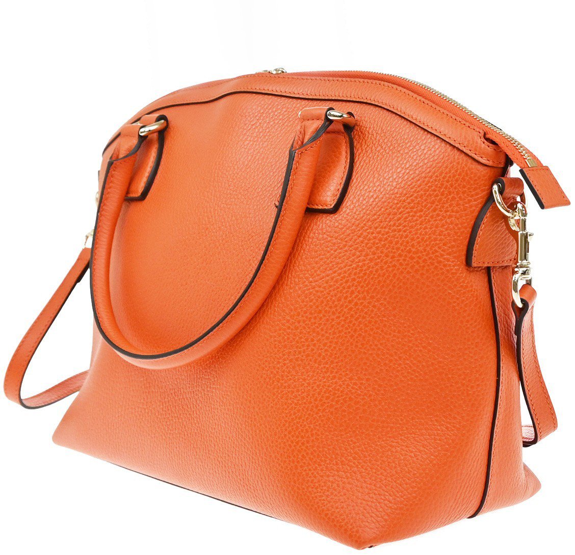 Gucci Gucci GG Charm Convertible Dome Satchel Leather Medium Oranje