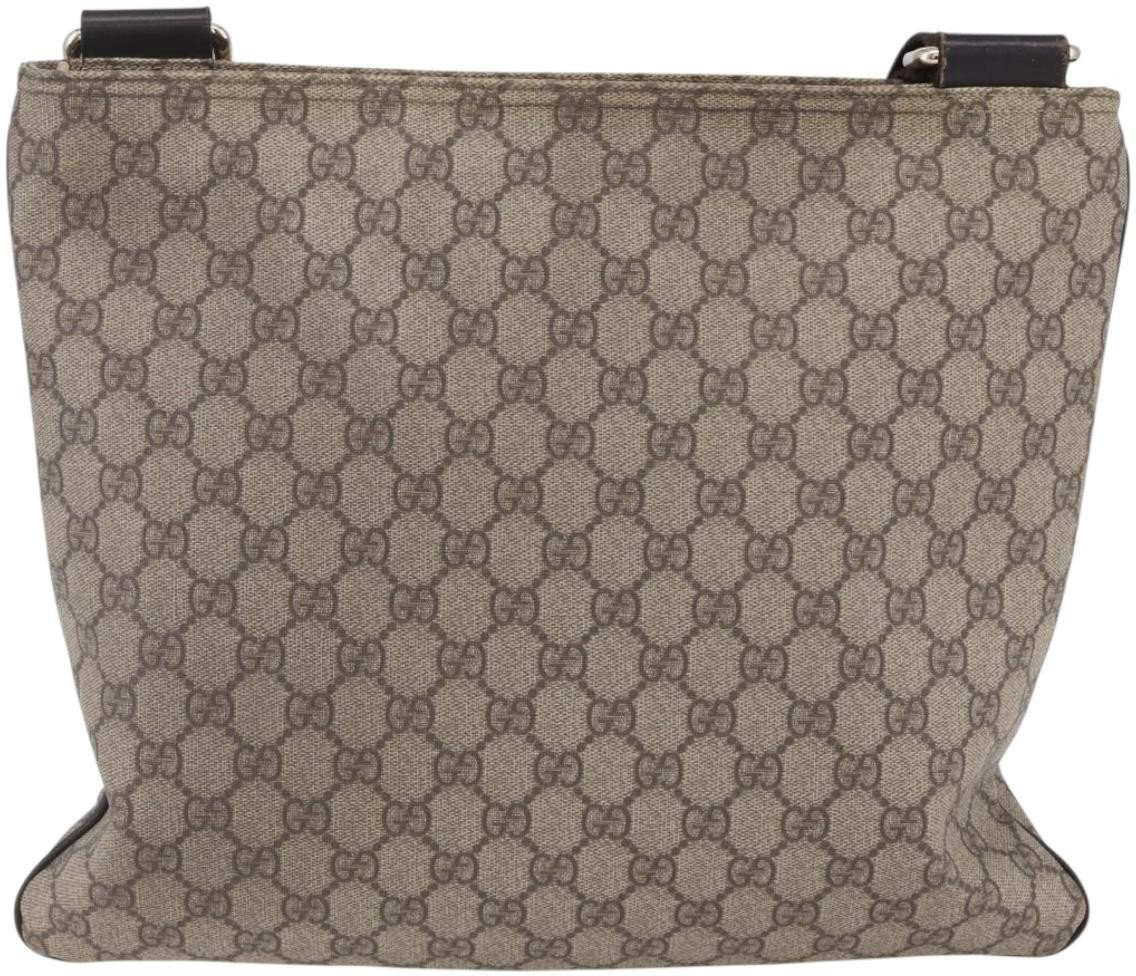 Gucci Gucci Zip Top Messenger Bag GG Coated Canvas Large Beige