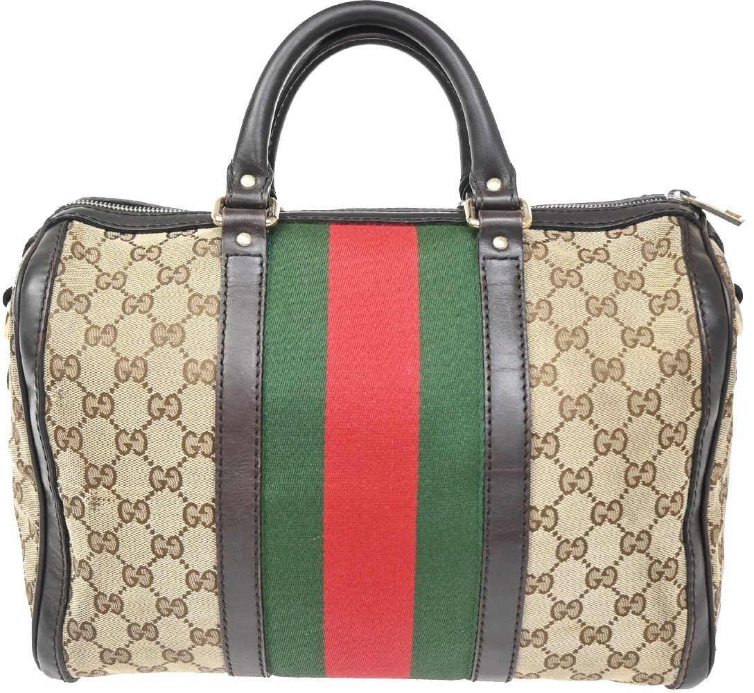 Gucci Gucci Vintage Web Boston Bag GG Canvas Medium Bruin