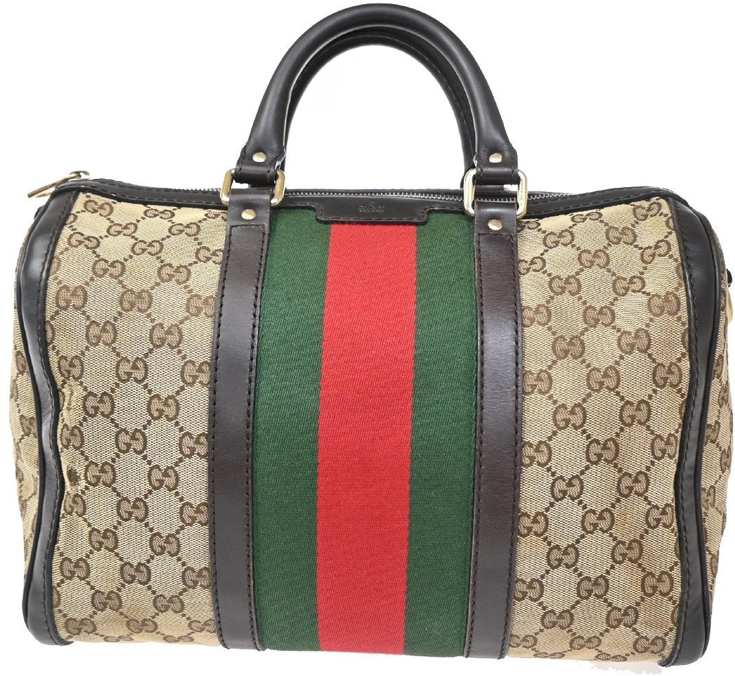 Gucci Gucci Vintage Web Boston Bag GG Canvas Medium Bruin