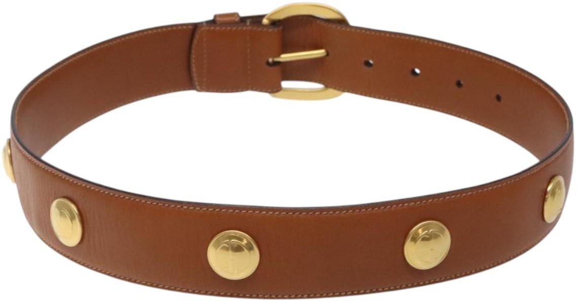 Gucci Gucci Buckle Belt Studded Leather Thin Bruin