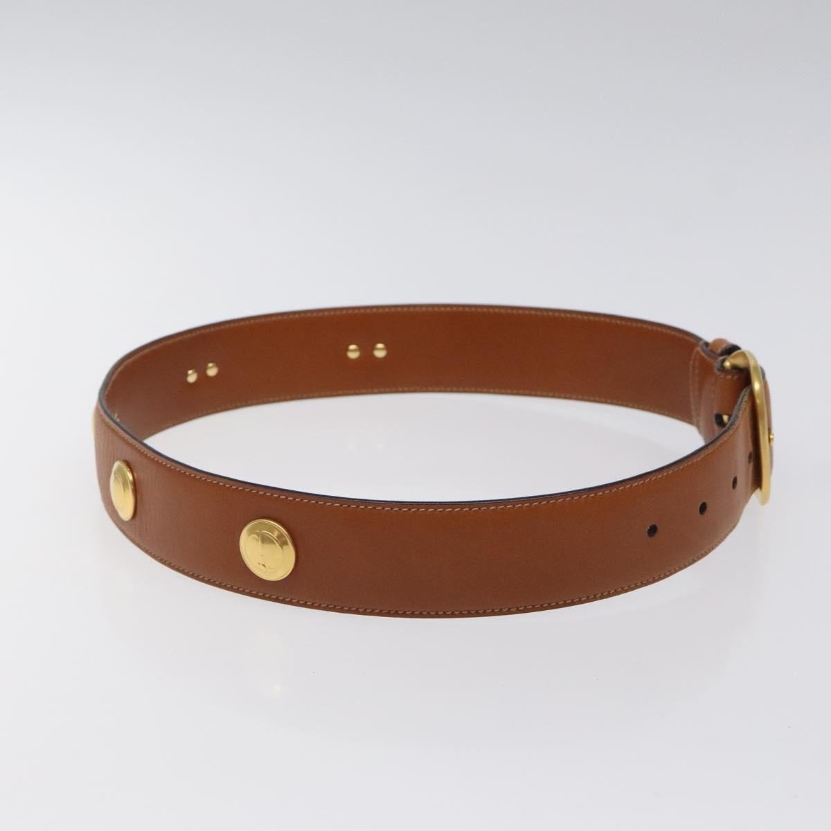 Gucci Gucci Buckle Belt Studded Leather Thin Bruin
