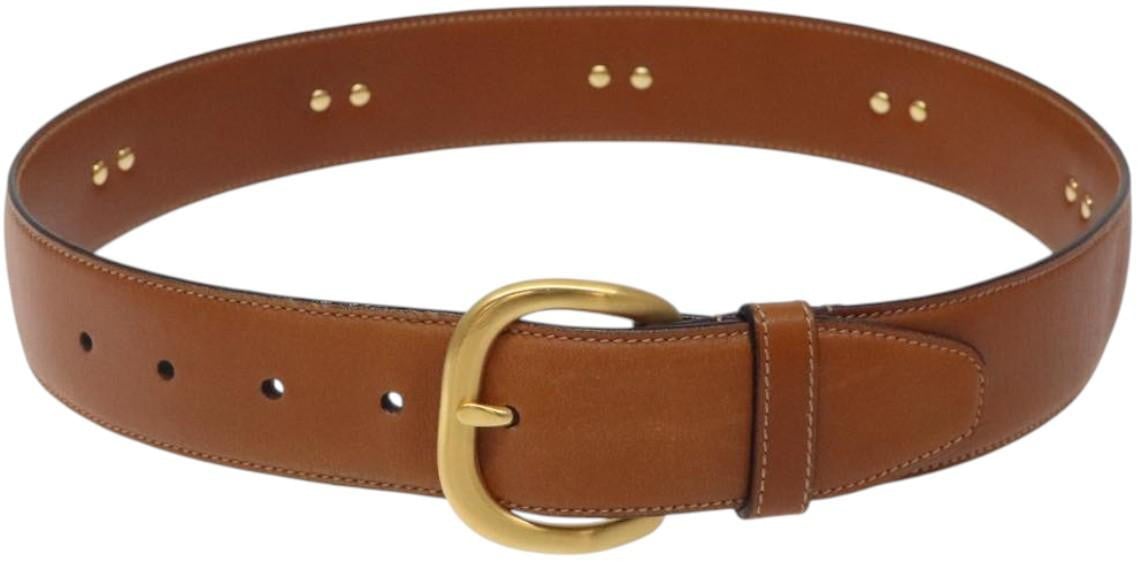 Gucci Gucci Buckle Belt Studded Leather Thin Bruin