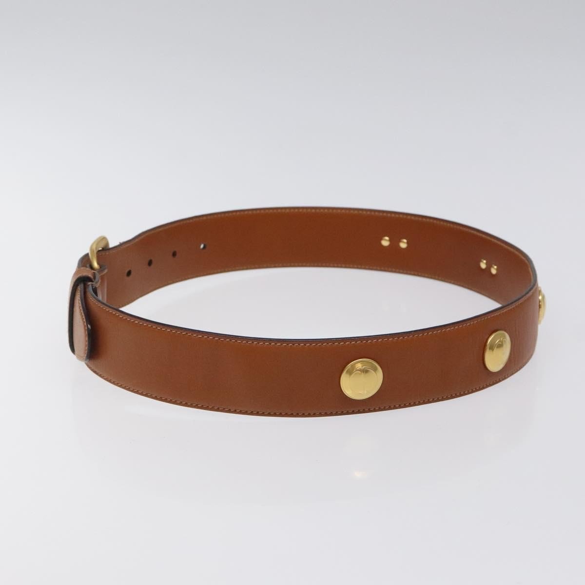 Gucci Gucci Buckle Belt Studded Leather Thin Bruin