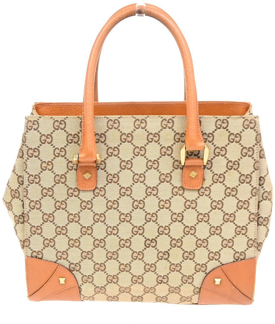 Gucci Gucci Nailhead Tote GG Canvas Medium Beige