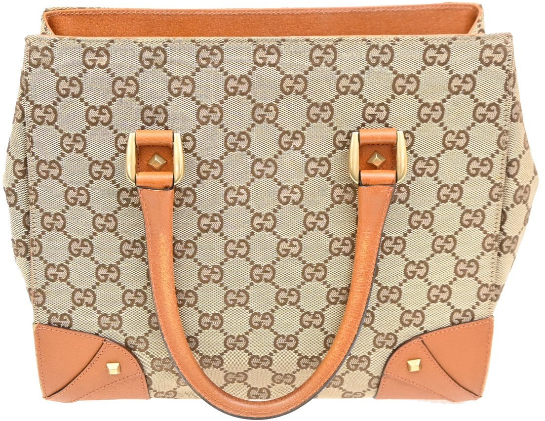 Gucci Gucci Nailhead Tote GG Canvas Medium Beige