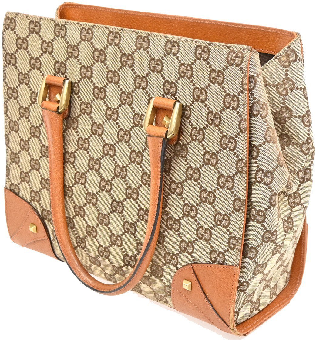 Gucci Gucci Nailhead Tote GG Canvas Medium Beige