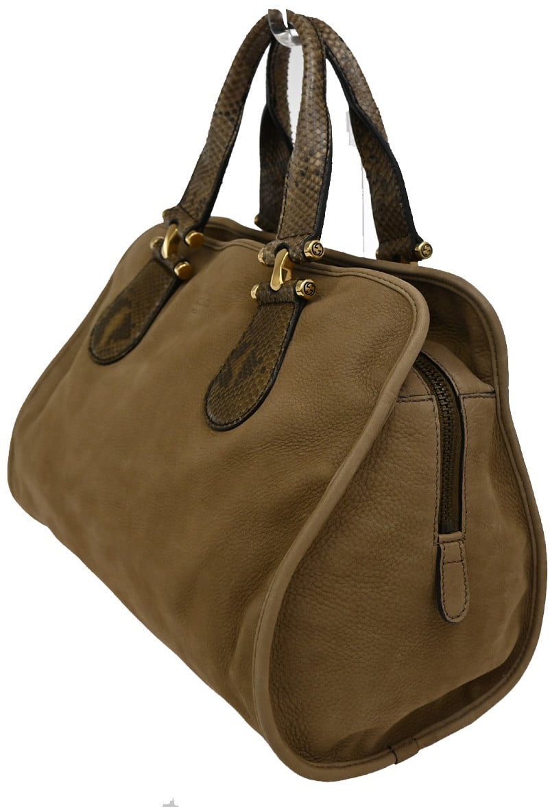 Gucci Gucci Twice Satchel Nubuck with Python Bruin