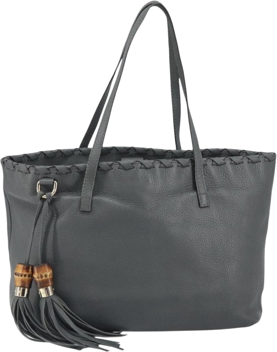 Gucci Bamboo Tassel Tote Leather Large Grijs